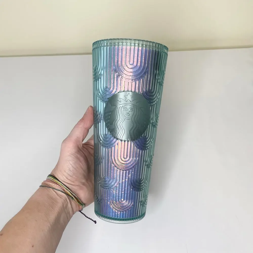 Starbucks Spring Iridescent Mermaid Scales Grid Tumbler 24oz Venti 2022